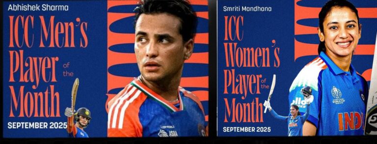 రెండు అద్భుతమైన ఓపెనర్లు అభి శర్మ, స్మృతి మందనా ICC నెలసరి ఉత్తమ ఆటగాళ్లుగా గెలిచారు!